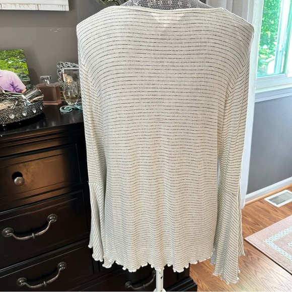 LC Lauren Conrad Striped Bell Sleeve Free People Boho Vibe Size Large - Picture 7 of 13